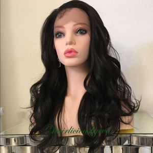 20 inch long dark brown wig lace front wavy